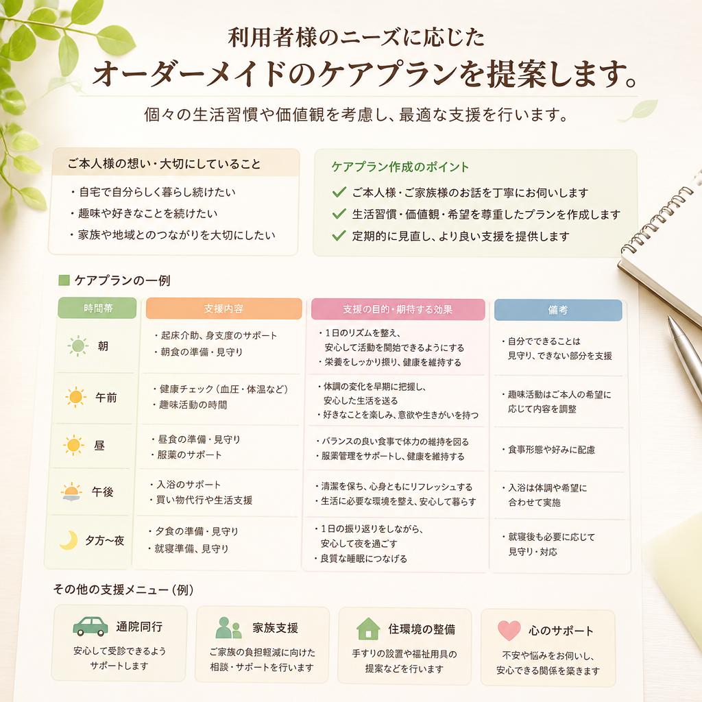 さまざまなケアプランをご用意