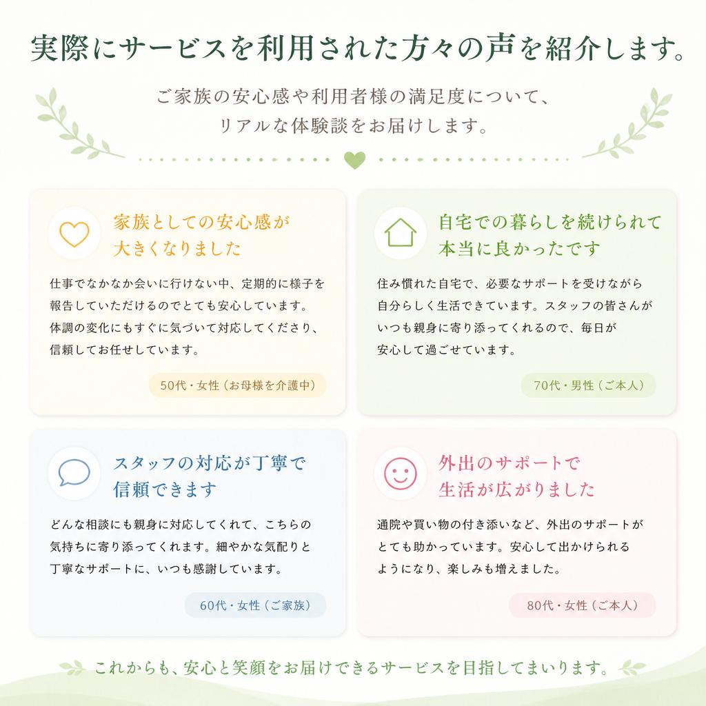 利用者様とご家族の声